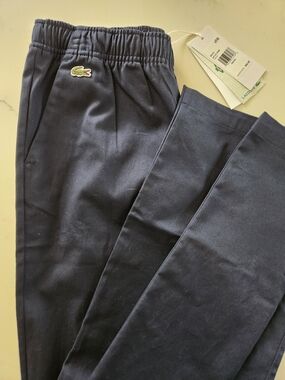 Lacoste Kids Stretch Cotton Gabardine Chinos Pants Color Marine Boys Size  16XL
